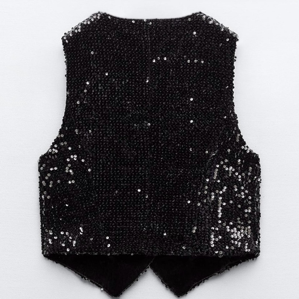 Black Sequence V-Neck Vest - Picture 2 of 6